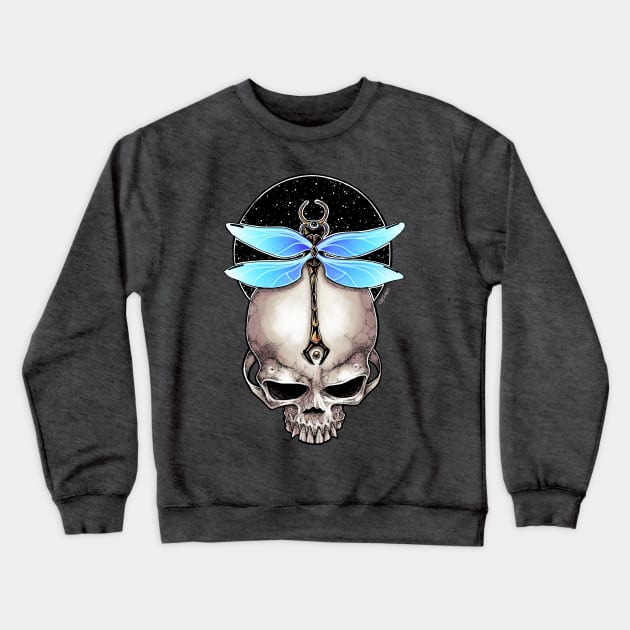 Awakened - Dragonfly Skull Crewneck Sweatshirt by Indi Martin